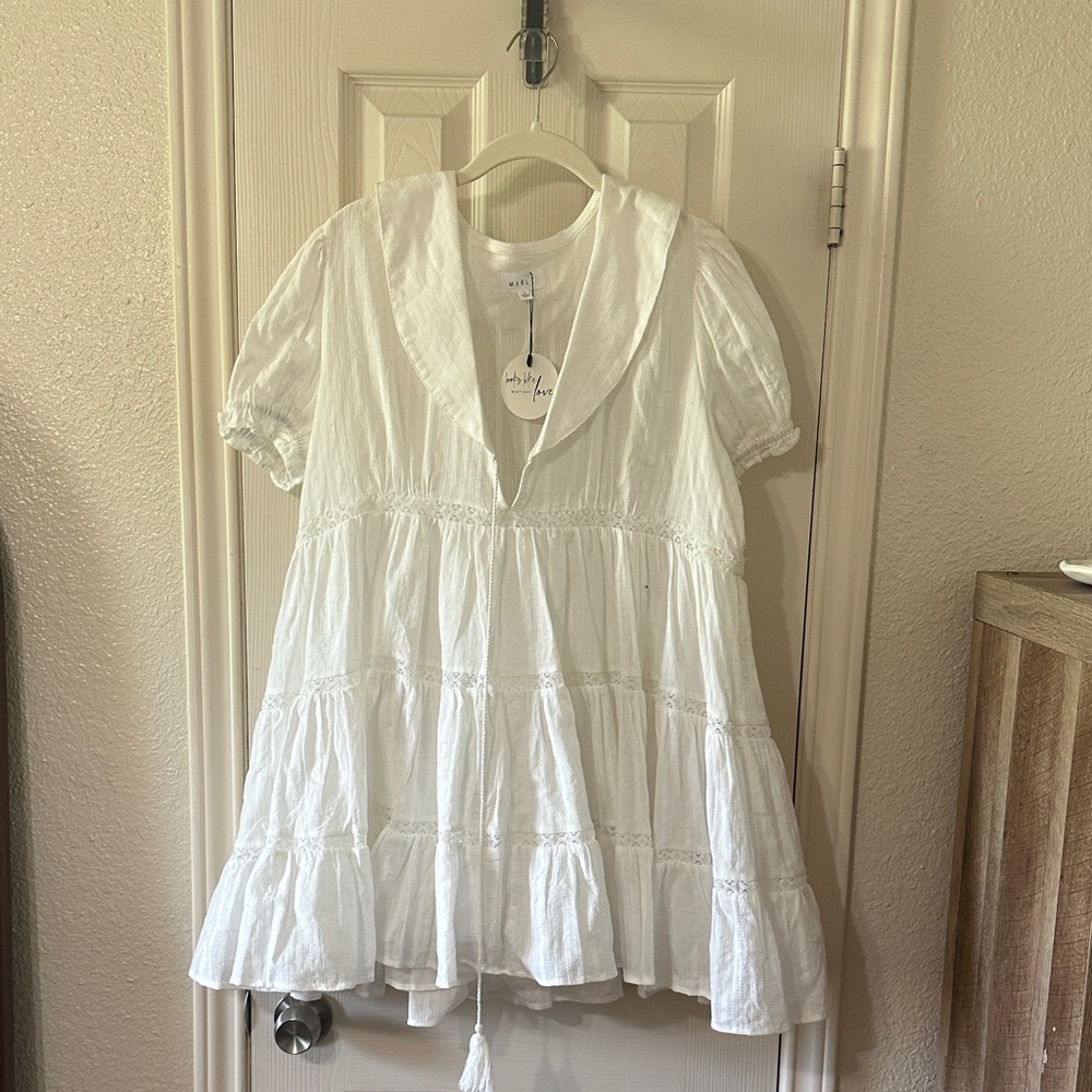 MABLE Elegant White Textured Dress